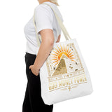 Egyptian Pyramid Tote Bag — "God Money Power" Sun & Ankh Graphic