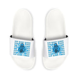 Men's Slide Sandals — 'Good Money Power' Blue Graphic Removable-Strap Slides