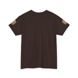 Graphic Tee — "God Money Power" Gold Crest T-Shirt