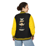 Letterman Jacket — 'War Money Power' Crown Graphic Varsity Jacket
