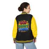 Letterman Jacket — "God Money Power" Retro Graphic Varsity Jacket