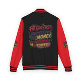 Letterman Jacket — “Put God First, Hustle for the Money” Motivational Varsity Jacket