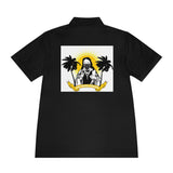 Men's Sport Polo - Tropical Jesus Graphic Polo with Palm Trees & Sunshine