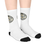 God Money Power- Good Morning Coffee Mid-Length Socks — Vintage Coffee Badge Crew Socks