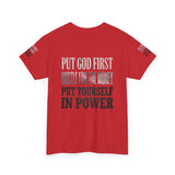 Inspirational Faith Tee — "Put God First, Hustle for the Money, Put Yourself in Power"