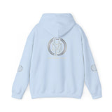 Monogram Circle Logo Hoodie — Minimal White Streetwear Sweatshirt