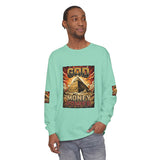 Long Sleeve T‑Shirt — "God Money Power" Pyramid Graphic