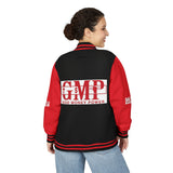Letterman Jacket — "GMP (God Money Power)" Red & White Varsity Jacket