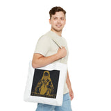 Religious Icon Tote Bag — 'God Money Power' Gold Graphic