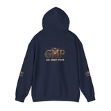 GMP Logo Hoodie — Classic White Pullover with Subtle Gold Accent
