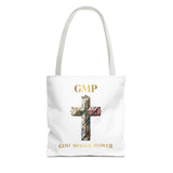 GMP 'God Money Power' Floral Cross Tote Bag