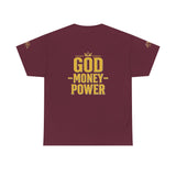 GMP "God Money Power" Tee - Gold Logo Graphic T-Shirt