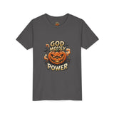 Youth Tee — "God Money Power" Halloween Pumpkin Graphic