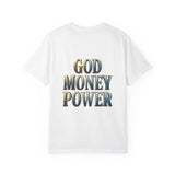 God Money Power T‑Shirt — Graphic Front & Back Statement Tee
