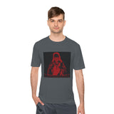 Red Prayer Graphic Tee — Retro Gothic Nun Illustration Moisture-Wicking Shirt
