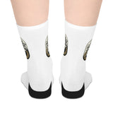 God Money Power- Mid-Length Socks — Merry Christmas Badge Design Holiday Crew Socks