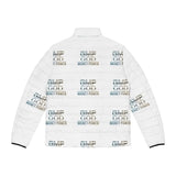 God Money Puffer Jacket — All-Over Print Men's Winter Coat