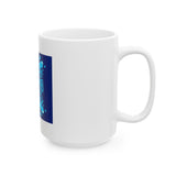 Inspirational 'God Money Power' Ceramic Mug — Blue Graphic Coffee Cup (11oz/15oz)