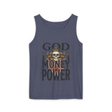 God Money Power- Skull Tank Top — Edgy Graphic Streetwear