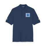 Embroidered Blue Floral Crest Polo Shirt