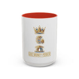 Accent Coffee Mug — "God Money Power" Crown & Wealth Icon Ceramic Mug (11/15oz)