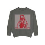 Religious Icon Graphic Sweatshirt — 'God, Money, Power' Retro Art Pullover