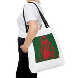 Religious Icon Tote Bag — Red & Green Saint Artwork All-Over Print