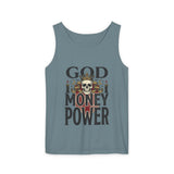God Money Power- Skull Tank Top — Edgy Graphic Streetwear