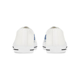 Men's Low Top Sneakers — White Canvas Sneakers with "GMP" Navy Logo