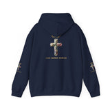 God Moves in Mysterious Ways Cross Hoodie — Floral Cross Religious Pullover