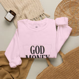 Crewneck Sweatshirt — "GOD MONEY POWER" Bold Typography Pullover