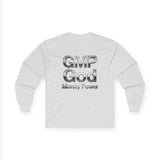 Long Sleeve Tee — GMP God "Money Power" Metallic Logo