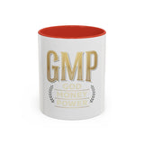 GMP Gold Accent Coffee Mug – "God Money Power" Inspirational Ceramic Cup