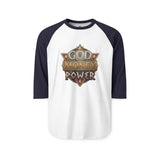 God, Money, Power Raglan Shirt — Christian Faith & Hustle Baseball Tee