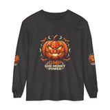 Halloween Pumpkin Jack-O'- “God Money Power” Lantern Long Sleeve Tee