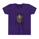 Youth Tee — 'God Money Power' Skull Graphic Shirt