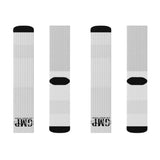 Custom Logo Sublimation Socks — Personalized Athletic Crew Socks with 'GMP' Design