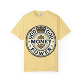 God Money Power T-Shirt — Crown Emblem Graphic Tee (God • Money • Power)