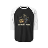 Raglan Shirt - 'God • Money • Power' Vintage Graphic Baseball Tee