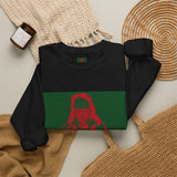Crewneck Sweatshirt — Vintage Tarot Priestess Graphic (Green & Red)