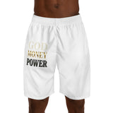 Men's Jogger Shorts — "God Money Power" Graphic Athletic Shorts