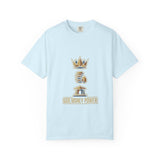 God Money Power T-Shirt — Crown & Coins Faith-Inspired Graphic Tee