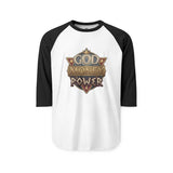 God, Money, Power Raglan Shirt — Christian Faith & Hustle Baseball Tee