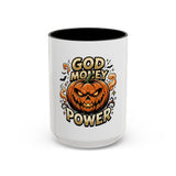 God Money Power- Pumpkin Coffee Mug — Halloween Accent Mug (11/15oz)