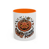 Halloween Pumpkin "GMP: God Money Power" Accent Coffee Mug — Spooky Fall Gift (11/15oz)