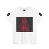 Graphic Tee - Red Mystic Hooded Figure Streetwear