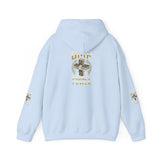 Money Power Hoodie — Gold Coin Stack Graphic Hooded Sweatshirt