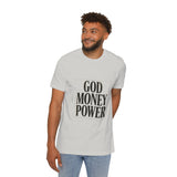 God Money Power T-Shirt — Bold Typography Faith & Hustle Tee