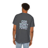 God Money Power T-Shirt — Retro Neon Graphic Tee (Front Illustration, Back Text)