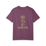 God Money Power T-Shirt — Crown & Coins Faith-Inspired Graphic Tee